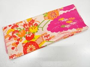 アンティーク　花車模様　肩裏洗い張り